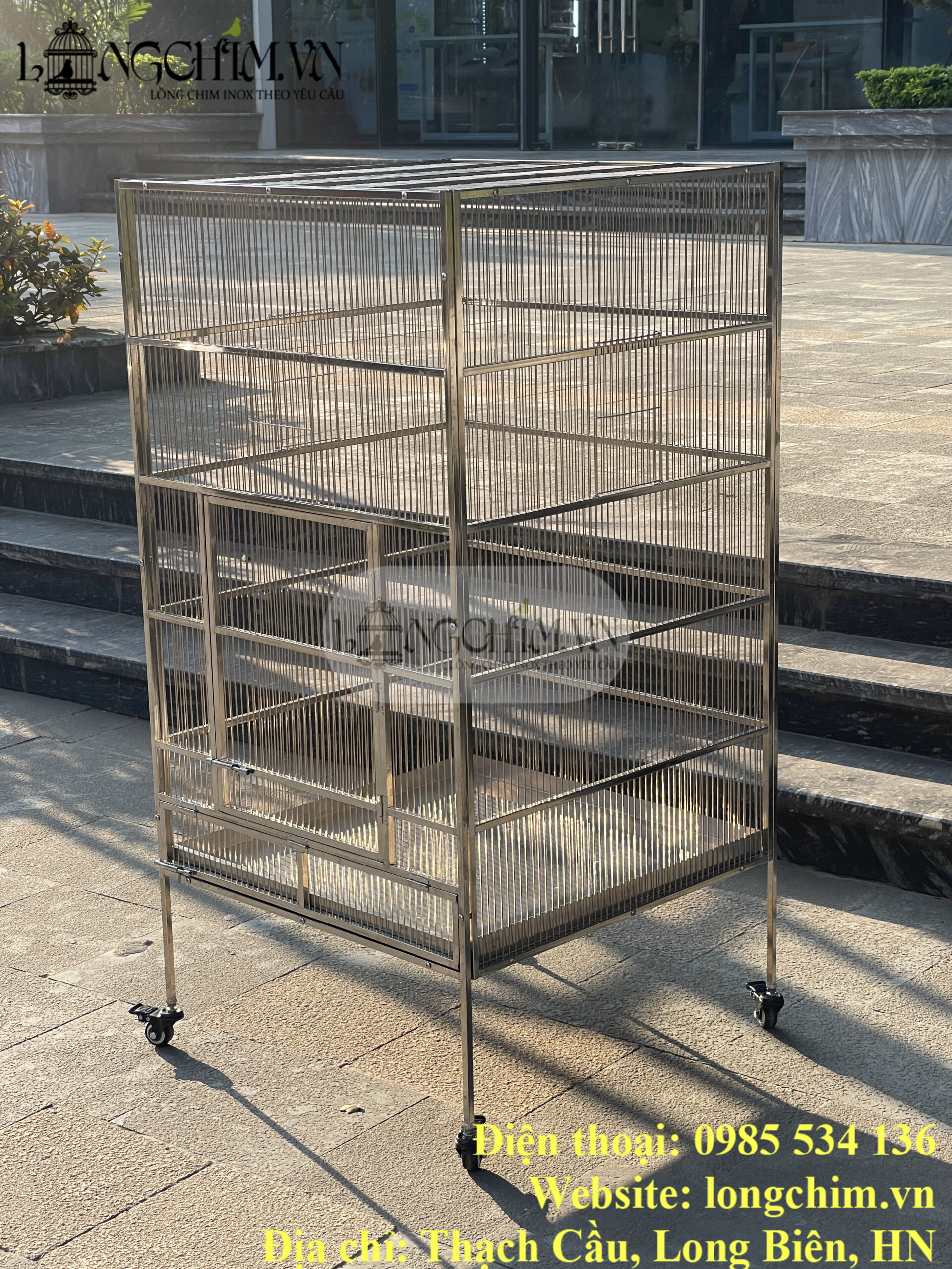 Bàn giao lồng AVI inox lắp ghép 60×60×120 cm 13 Không gian bên trong lồng AVI inox 304 cao 120 cm
