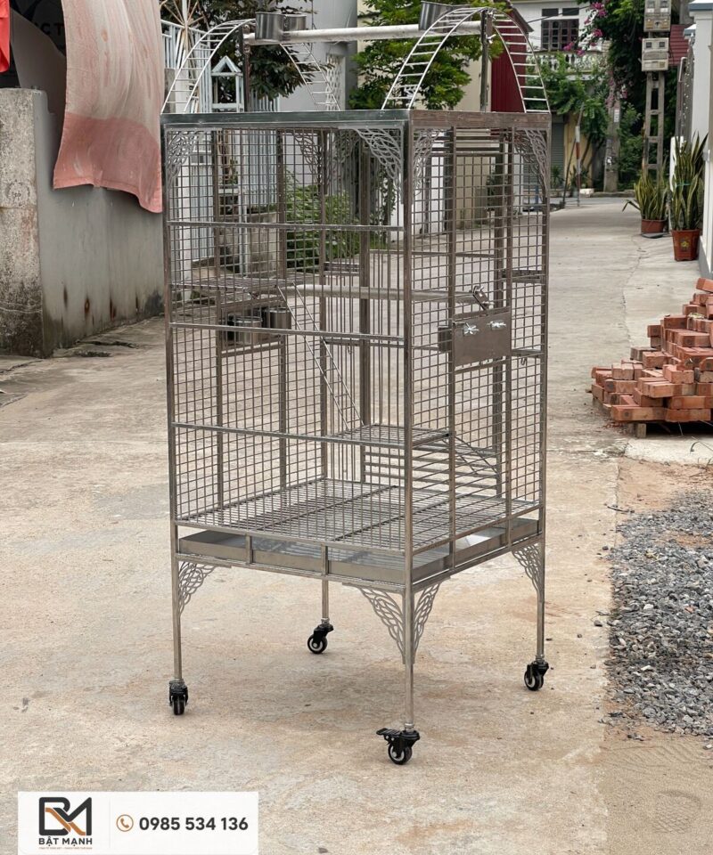 60 × 60 × 150 cm 304 Stainless Steel Parrot Cage 12 Khung nan lồng vẹt inox 304 phi 3 mm