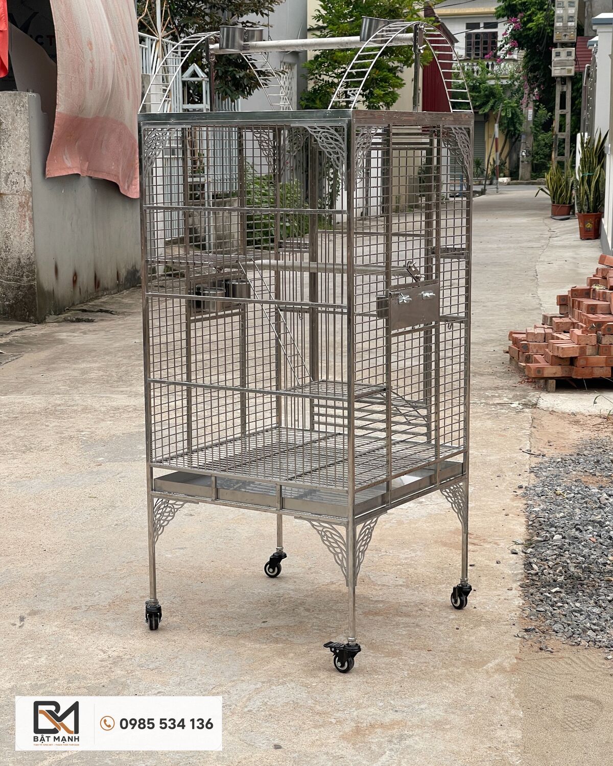 60 × 60 × 150 cm 304 Stainless Steel Parrot Cage 3 Khung nan lồng vẹt inox 304 phi 3 mm