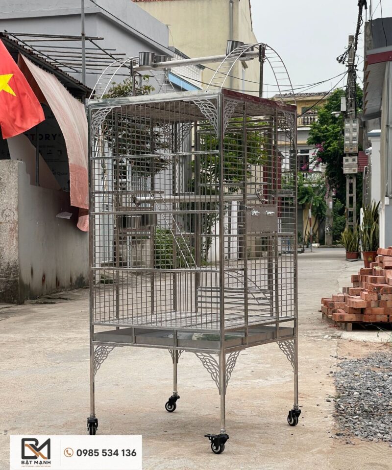 60 × 60 × 150 cm 304 Stainless Steel Parrot Cage 13 304 stainless steel parrot cages 304 có khu vận động phía trên