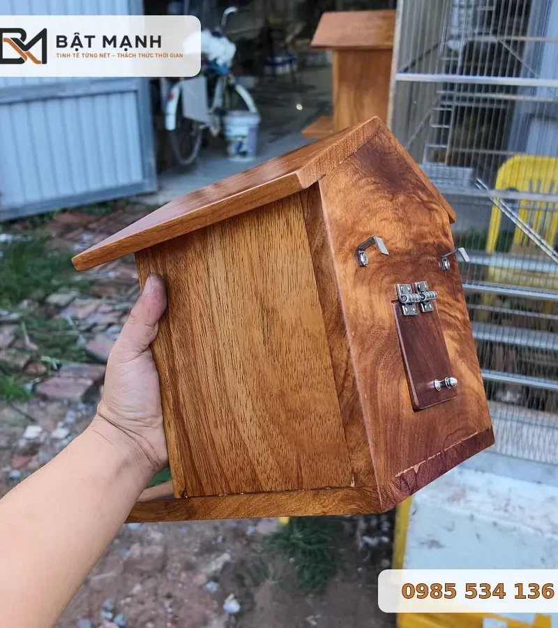 Cửa sau 7x7 cm của tổ chim gỗ gõ đỏ ở trạng thái đóng
